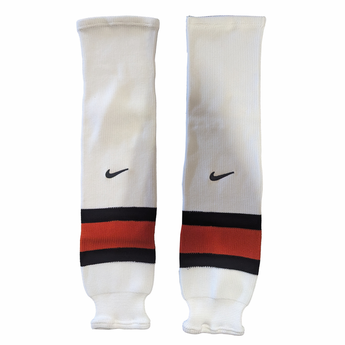 Nike New Knit Hockey Socks White Black Orange HockeyStickMan Canada