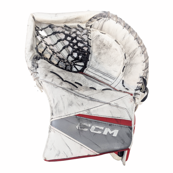 CCM Axis 2 - Used Pro Stock Goalie Glove (White/Red/Grey)