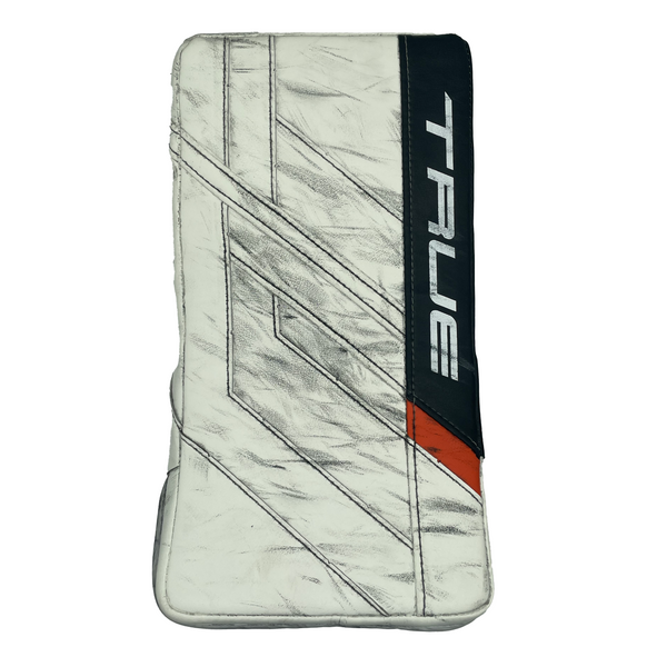 True HZRDUS PX4 - Used Pro Stock Goalie Blocker - Felix Sandström (White/Orange)