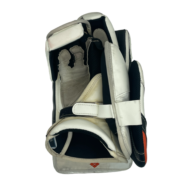 True HZRDUS PX4 - Used Pro Stock Goalie Blocker - Felix Sandström (White/Orange)