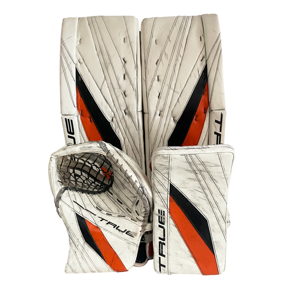 True L20.2 - Used Pro Stock Goalie Pad Full Set (White/Black/Orange)