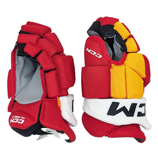 CCM HGJSPP - NHL Pro Stock Glove - Calgary Flames (Red/Yellow/White)