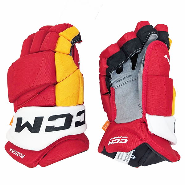 CCM HGJSPP - NHL Pro Stock Glove - Adam Ruzicka (Red/Yellow/White)