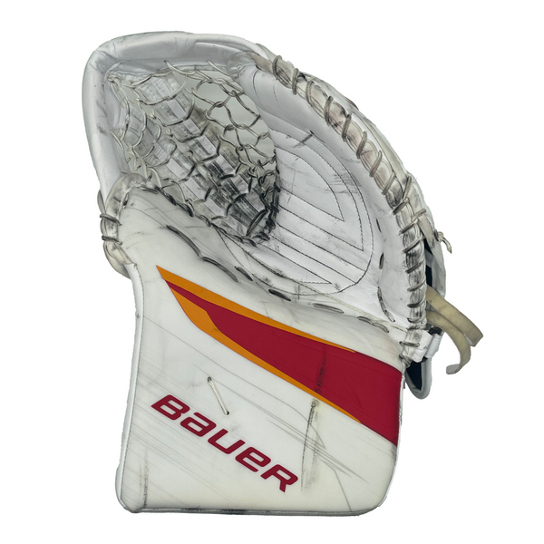 Bauer Vapor Hyperlite 2 - Used Pro Stock Goalie Glove - Jacob Markstrom (White/Red/Yellow)