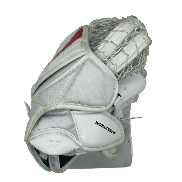 Bauer Vapor Hyperlite 2 - Used Pro Stock Goalie Glove - Jacob Markstrom (White/Red/Yellow)