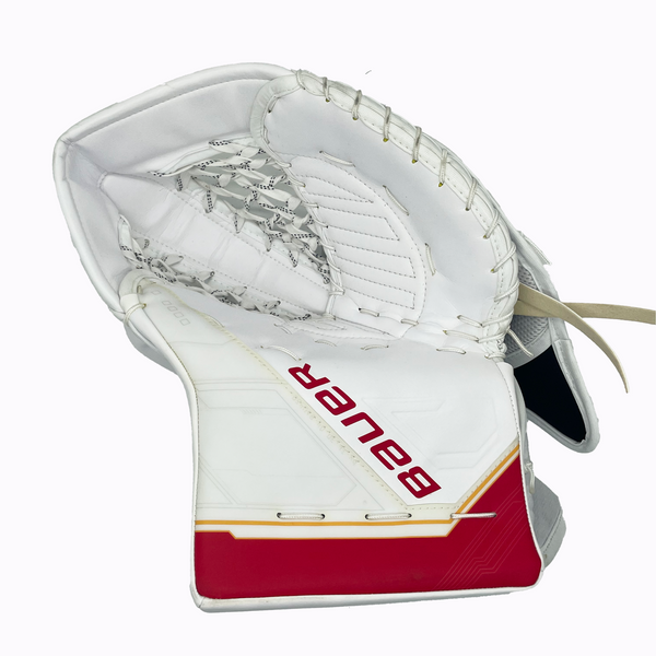 Bauer Supreme Mach - Pro Stock NHL Goalie Glove - Dan Vladar (White/Red/Yellow)