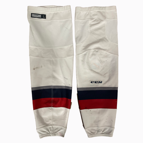 ECHL - Used CCM Hockey Socks (White/Navy/Red)