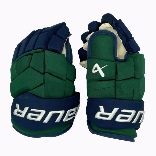 Bauer Supreme Mach - NCAA Pro Stock Gloves (Green/Navy)