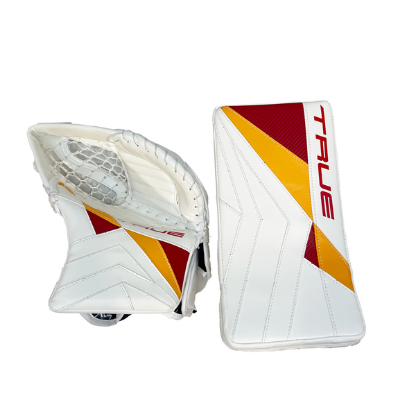 True Catalyst PX3 - New Pro Stock Goalie Glove Set (White/Red/Yellow)