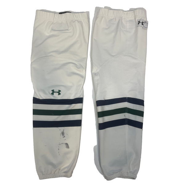 NCAA Used Under Armour Socks White Navy Green HockeyStickMan Canada