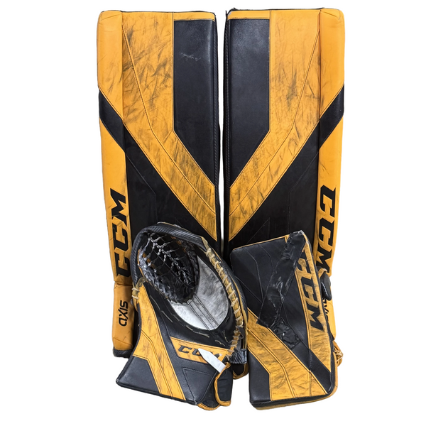 CCM AXIS - Used Pro Stock Goalie Pad Set (Black/Yellow)