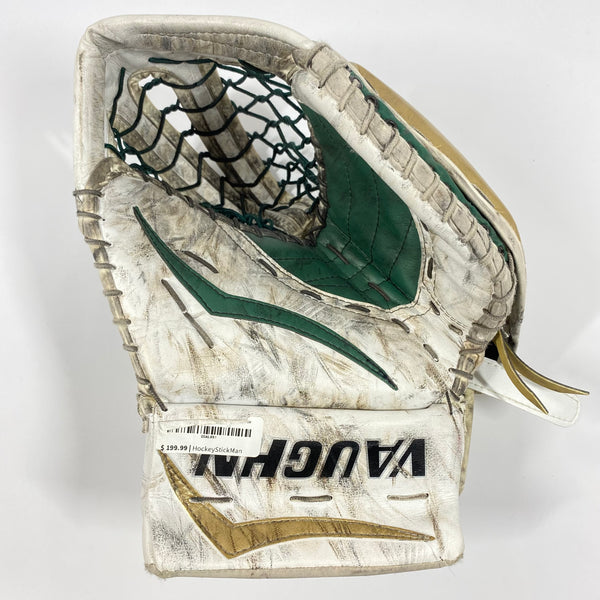 Vaughn V7 XF Carbon - Used Pro Stock Goalie Glove (White/Green/Gold)