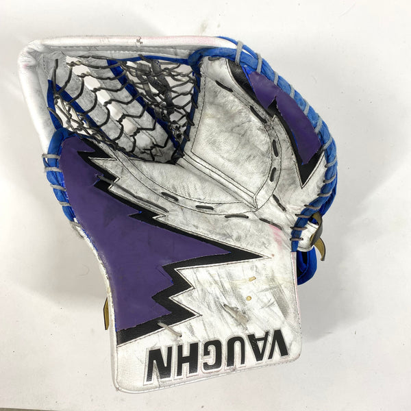 Vaughn Velocity V9 - Used Pro Stock Goalie Glove - (White/Purple/Blue)