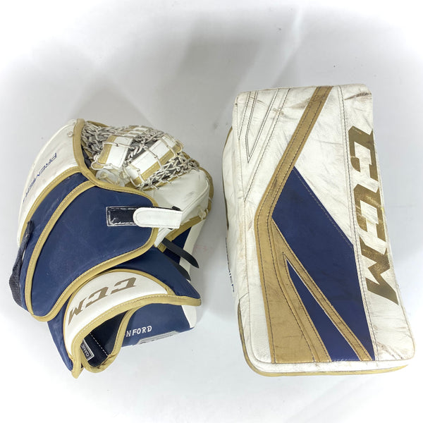 CCM Premier II - Used NCAA Pro Stock Full Goalie Set (White/Gold/Blue)