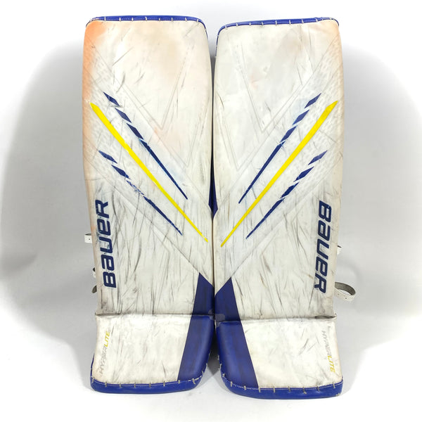 Bauer Vapor Hyperlite - Used Pro Stock Goalie Pads (White/Blue/Yellow)