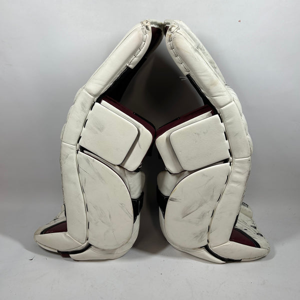 CCM Extreme Flex 4 - Used Pro Stock Senior Goalie Pads (White/Maroon)