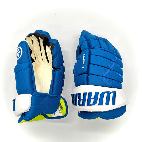 Warrior Alpha DX - NHL Pro Stock Glove - Erik Johnson (Blue/White)