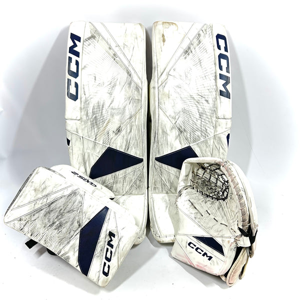 CCM Axis 2 - Used AHL Pro Stock Senior Goalie Full Set (White/Navy)