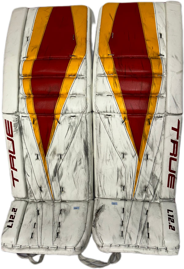 TRUE L12.2 - Used Pro Stock Goalie Pads (White/Red/Yellow)