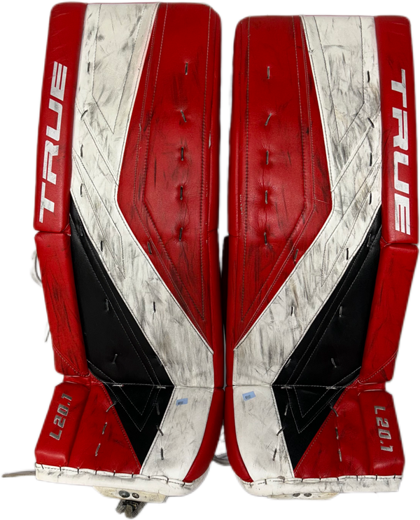 TRUE L20.1 - Used Pro Stock Goalie Pads (Red/White/Black)