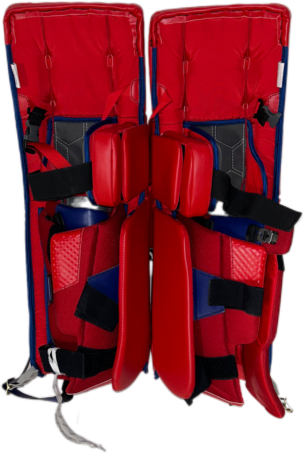 Vaughn Velocity V9 - NHL Pro Stock Goalie Pads - Keith Kinkaid (Red/Blue)