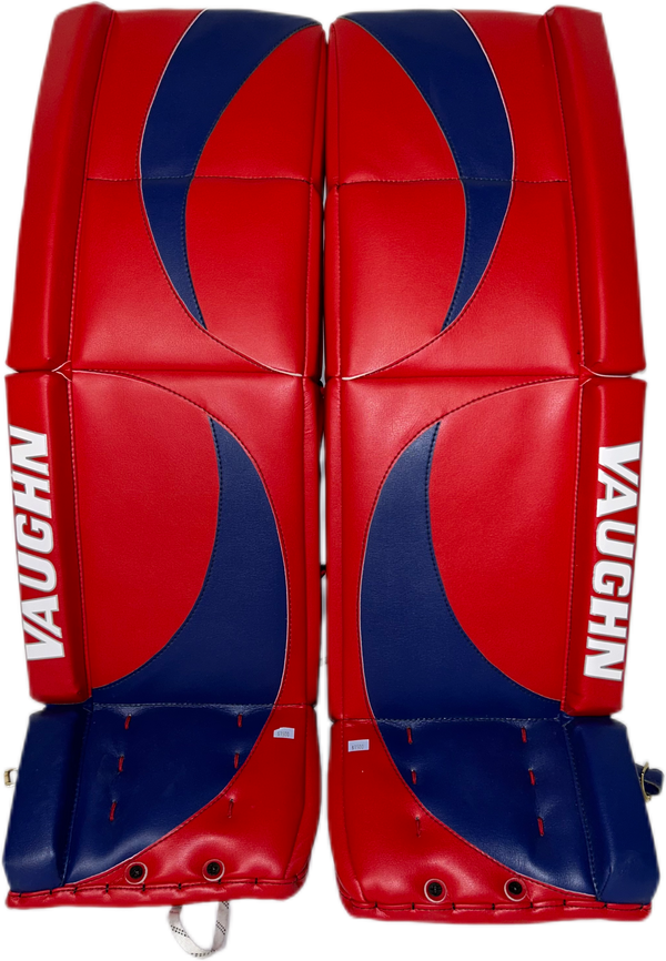 Vaughn Velocity V9 - NHL Pro Stock Goalie Pads - Keith Kinkaid (Red/Blue)