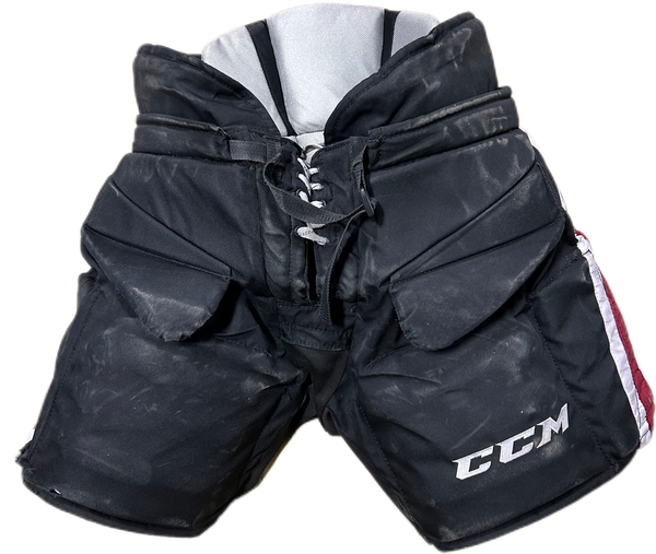 CCM HPG11K - Used OHL Pro Stock Hockey Goalie Pants (Black/Burgundy)