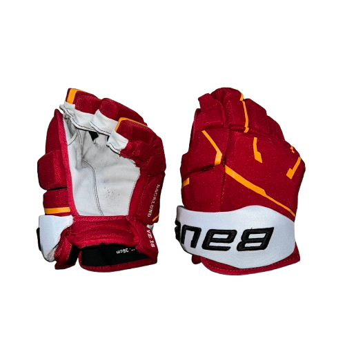 Bauer Vapor Hyperlite - Used NHL Pro Stock Glove - Mikael Backlund (Red/Yellow/White)