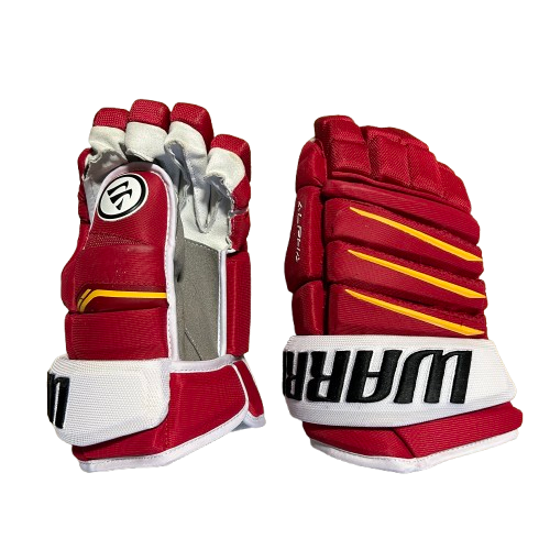 Warrior Alpha QX - NHL Pro Stock Glove - Calgary Flames (Red/Yellow/White)