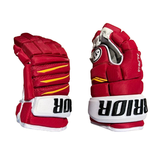 Warrior Alpha QX - NHL Pro Stock Glove - Calgary Flames (Red/Yellow/White)