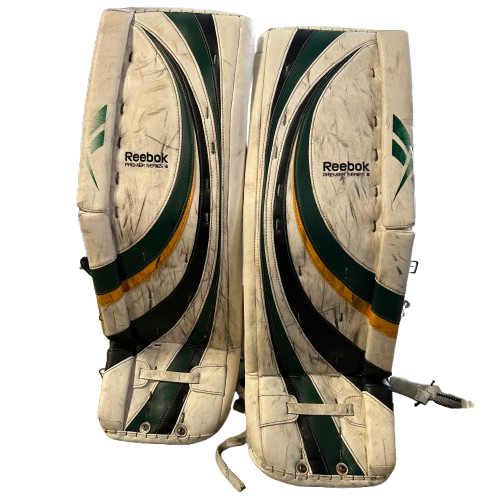 Reebok Premier Series III - Used Pro Stock Goalie Pads (White/Green/Yellow)