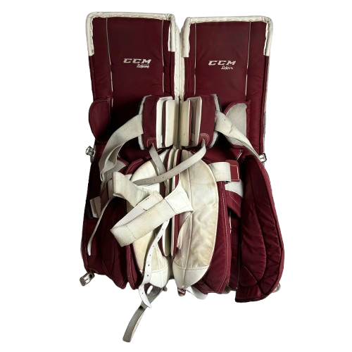 CCM Extreme Flex III - Used Pro Stock Goalie Pads (White/Maroon/Black)