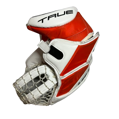 True L20.2 - Used Pro Stock Goalie Glove (White/Orange/Black)