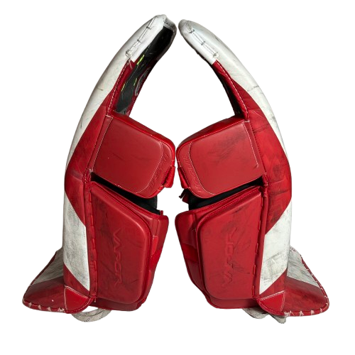 Bauer Vapor Hyperlite - Used Pro Stock Goalie Pads (White/Red)