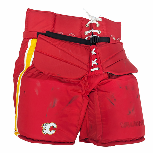 Vaughn - Used NHL Pro Custom Goalie Pants - Calgary Flames (Red/White/Yellow)