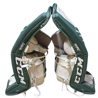 CCM Extreme Flex 3 - Used Pro Stock Goalie Pads - (Green/White)