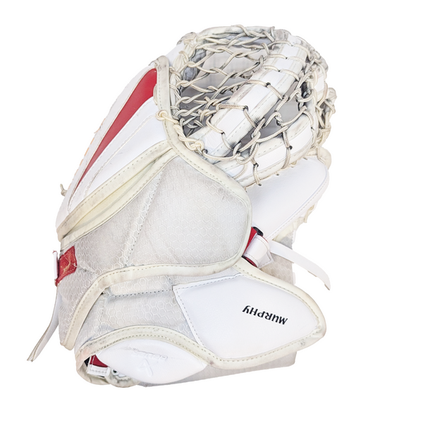 Bauer Vapor Hyperlite 2 - Used Pro Stock Goalie Glove (White/Red/Yellow)