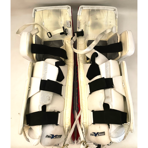 Vaughn Pro V Elite - Used Pro Stock Goalie Pads - Keith Kinkaid (White/Red/Blue)